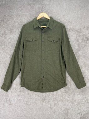 Sold - PrAna Men’s Flannel Shirt Medium Tall MT Green Slim Fit Long Sleeve Butt